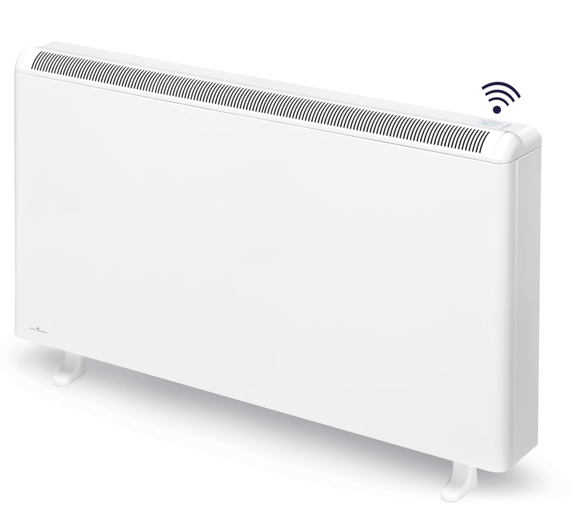 Calefactor eléctrico blanco con conexión Wi-Fi.